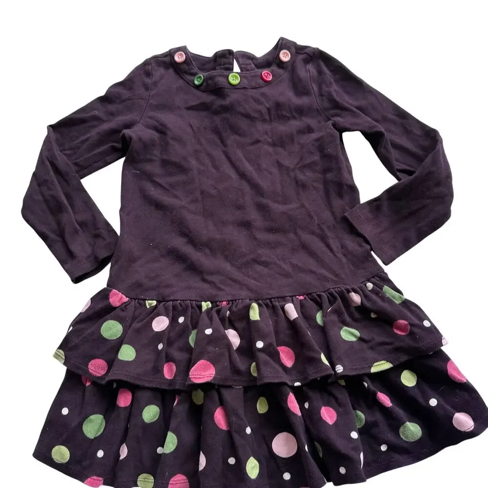 Gymboree Girls Purple Polka Dot Ruffle Dress Size 6